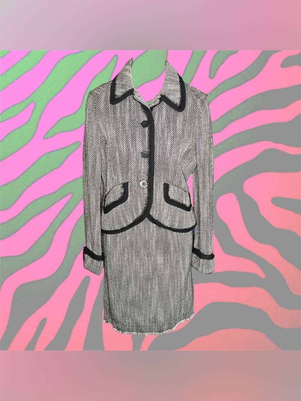 black and white tweed skirt suit by the Limited